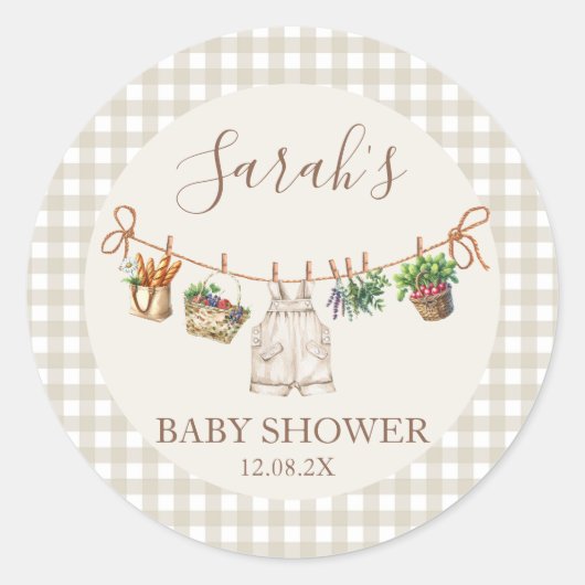 Sticker Rond Baby shower cultivé localement (Devant)