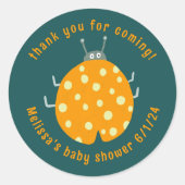Sticker Rond Baby shower CUSTOM Merci Ladybug (Devant)