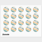 Sticker Rond BABY SHOWER Cute Nuages Rainbow Pluie Custom (Feuille)