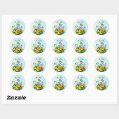 Sticker Rond Baby shower d'abeilles Blue Floral Pacifier (Feuille)