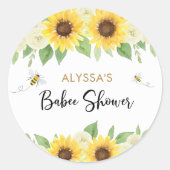Sticker Rond Baby shower d'abeilles de tournesol (Devant)