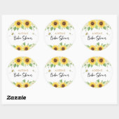Sticker Rond Baby shower d'abeilles de tournesol (Feuille)