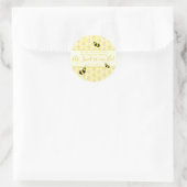 Sticker Rond Baby shower d'abeilles Jaune mignonne Merci doux F (Sac)