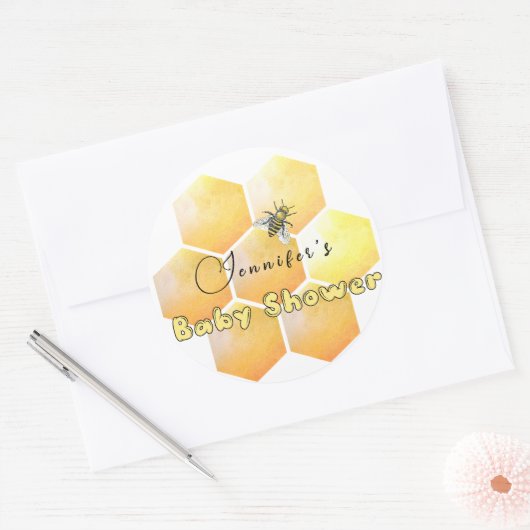 Sticker Rond Baby shower d'abeilles miel (Enveloppe)