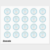 Sticker Rond Baby shower d'agneau de garçon bleu doux (Feuille)