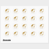 Sticker Rond Baby shower d'alimentation de maman et bébé girafe (Feuille)