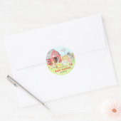 Sticker Rond Baby shower d'amis de Cute Barnyard (Enveloppe)