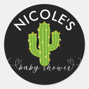 Sticker Rond Baby shower d'amour Fiesta Cactus Coeur Jaune