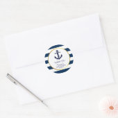 Sticker Rond Baby shower d'Ancre Bleu de la marine nautique (Enveloppe)