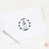 Sticker Rond Baby shower d'Ancre Bleu de la marine nautique (Enveloppe)
