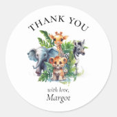 Sticker Rond Baby shower d'animaux tropicaux de la Jungle migno (Devant)