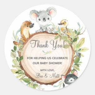 Sticker Rond Baby shower d'anniversaire de Koala