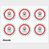 Sticker Rond Baby shower d'anniversaire du carnaval d'Aqua blue (Feuille)