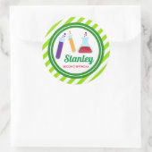 Sticker Rond Baby shower d'anniversaire Mad Science (Sac)