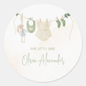 Sticker Rond Baby shower d'aquarelle blanc et beige (Devant)