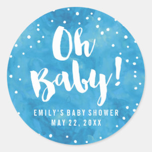 Sticker Rond Baby shower d'aquarelle bleu bébé
