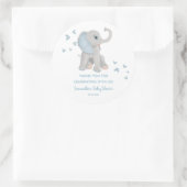Sticker Rond Baby shower d'aquarelle bleu bleu doux Eléphant Fa (Sac)