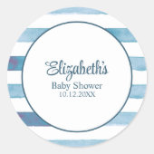 Sticker Rond Baby shower d'aquarelle bleu marine (Devant)
