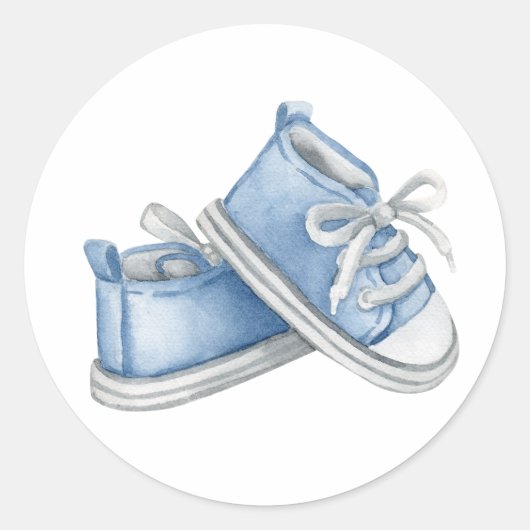 Sticker Rond Baby shower d'aquarelle bleu pour bébés (Devant)