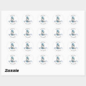 Sticker Rond Baby shower d'aquarelle Blue Dragon (Feuille)