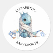 Sticker Rond Baby shower d'aquarelle Blue Dragon (Devant)