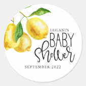 Sticker Rond Baby shower d'aquarelle citron (Devant)