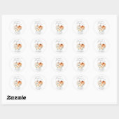 Sticker Rond Baby shower d'aquarelle citrouille (Feuille)