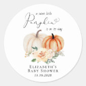 Sticker Rond Baby shower d'aquarelle citrouille (Devant)