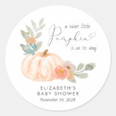 Sticker Rond Baby shower d'aquarelle Citrouille orange (Devant)
