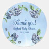Sticker Rond Baby shower d'aquarelle de bleuets doux Merci (Devant)