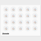 Sticker Rond Baby shower d'aquarelle de l'Ours Nautique (Feuille)
