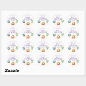 Sticker Rond Baby shower d'aquarelle Dinosaur Cute (Feuille)