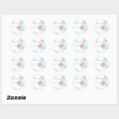 Sticker Rond Baby shower d'aquarelle d'ours bleu pastel (Feuille)