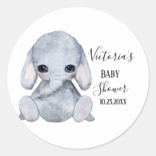Sticker Rond Baby shower d'aquarelle Eléphant personnalisé