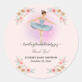 Sticker Rond Baby shower d'aquarelle floral Twirling (Devant)