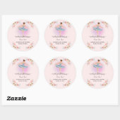 Sticker Rond Baby shower d'aquarelle floral Twirling (Feuille)