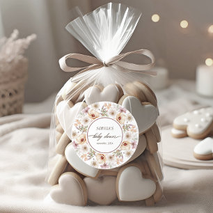 Sticker Rond Baby shower d'aquarelle florale chic