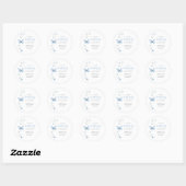 Sticker Rond Baby shower d'aquarelle Little Butterfly Blue Boy (Feuille)