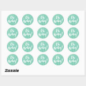 Sticker Rond Baby shower d'aquarelle Oh Baby Mint (Feuille)