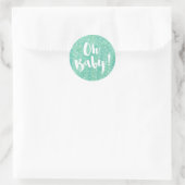 Sticker Rond Baby shower d'aquarelle Oh Baby Mint (Sac)