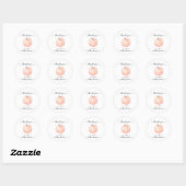 Sticker Rond Baby shower d'aquarelle orange citrouille Merci (Feuille)