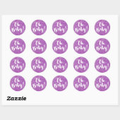 Sticker Rond Baby shower d'aquarelle pourpre Oh bébé (Feuille)