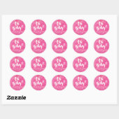 Sticker Rond Baby shower d'aquarelle rose bébé (Feuille)