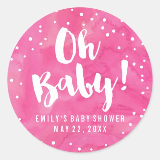 Sticker Rond Baby shower d'aquarelle rose bébé (Devant)