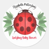 Sticker Rond Baby shower d'aquarelle rouge noir vert Ladybug (Devant)