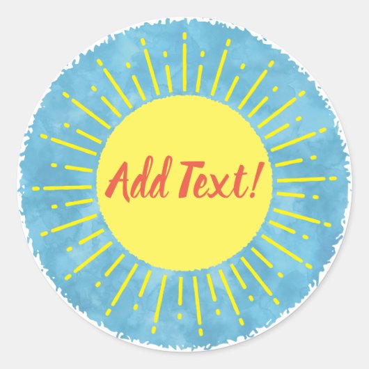 Sticker Rond Baby shower d'aquarelle Sunshine Arrière - plan pe (Devant)