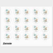 Sticker Rond Baby shower d'aquarelle Teddy Bear (Feuille)
