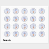 Sticker Rond Baby shower d'aquarelle Teddy Bear Blue Balloon (Feuille)