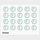 Sticker Rond Baby shower d'argent bleu turquoise (Feuille)