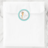 Sticker Rond Baby shower d'argent bleu turquoise (Sac)